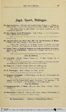 Jagd, Sport, Ridinger (Nr. 484-527)