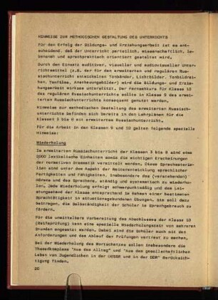 Hinweise zur methodischen Gestaltung des Unterrichts