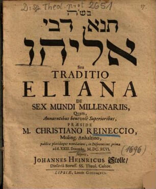 ... Traditio Eliana De Sex Mundi Millenariis