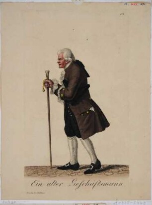 Ein alter Geschäftsmann in Dresden in typischer Kleidung, Blatt 13 aus der Folge von Kostümen in Sachsen bei Rittner 1803-1808