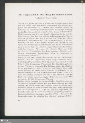Die frühgeschichtliche Besiedelung der Stadtflur Wurzen