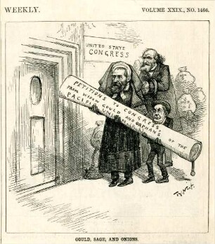 Gould, Sage, and Onions : Jay Gould, Russell Sage und Onions versuchen dem Kongress eine Petition zu überreichen