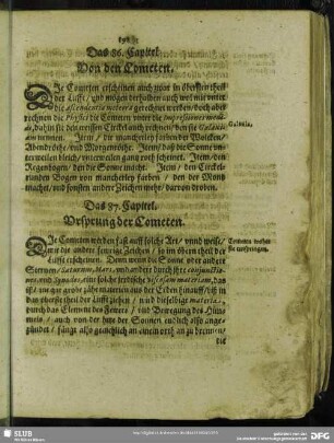 Das 86. Capitel. Von den Cometen