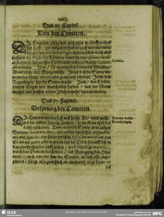 Das 86. Capitel. Von den Cometen