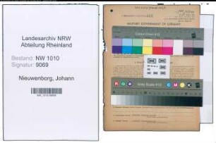 Entnazifizierung Johann Van Nieuwenborg , geb. 07.09.1908 (Schuhmacher)