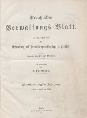 21.1899/1900: Preußisches Verwaltungsblatt