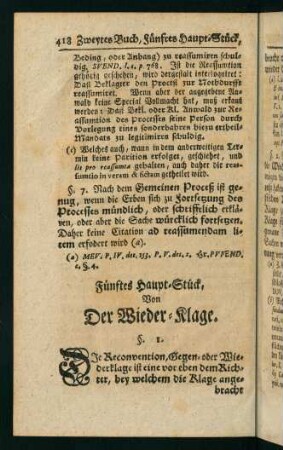 418-425, Fünftes Haupt-Stück, von der Wieder-Klage