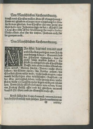 Von Menschlichen Kirchenordnung.
