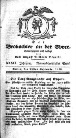 39. Stueck, 28. September 1840