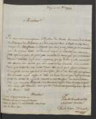 Brief von Gislain F. de La Vigne an Johann Jacob Kohlhaas