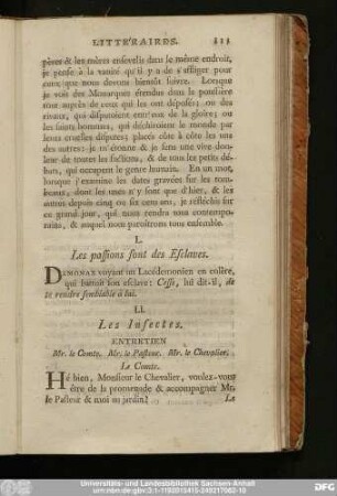L. Les passions font des Esclaves.
