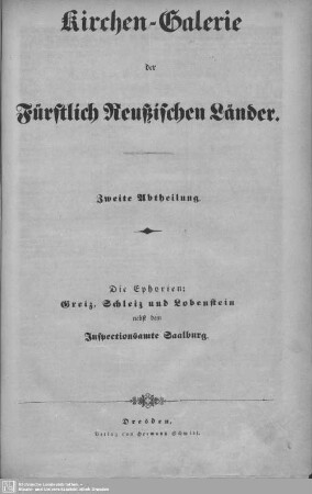 2: Die Ephorien Greiz, Schleiz und Lobenstein nebst dem Inspectionsamte Saalburg