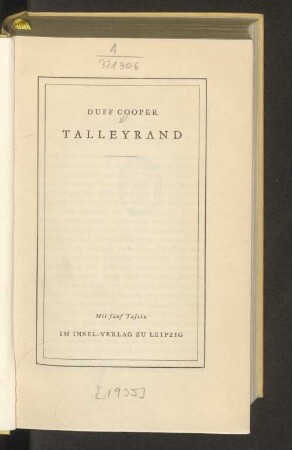 Talleyrand : mit fünf Tafeln