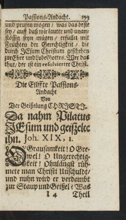 Die Eilffte Passionsandacht Von Der Geißelung Christi.