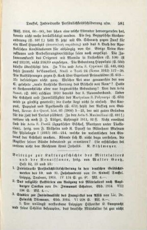 581-583 [Rezension] Beiträge zur Kulturgeschichte des Mittelalters und der Renaissance, Heft 12, 13, 21