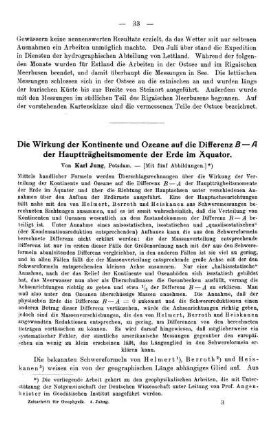 Die Wirkung der Kontinente und Ozeane auf die Differenz B - A der Hauptträgheitsmomente der Erde im Äquator
