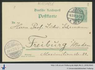 Postkarte von Theodor Fritsch vom 06.03.1902.