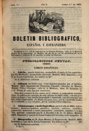 Boletín bibliográfico español y estranjero. 5. 1844