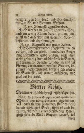 Vierter Absatz. Von unterschiedlichen Fleisch-Speisen