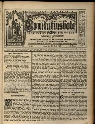 Erste Ausgabe vom Sonntag, den 20. April 1913.