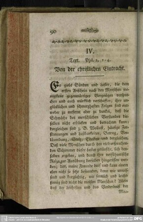 IV. Text. Phil. 2, 1-4. Von der christlichen Eintracht
