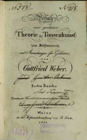 Versuch einer geordneten Theorie der Tonsezkunst zum Selbstunterricht : mit Anmerkungen für Gelehrtere, 1