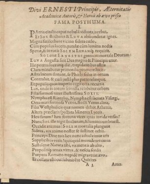 Divi Ernesti Principis ... Fama Posthuma. I.
