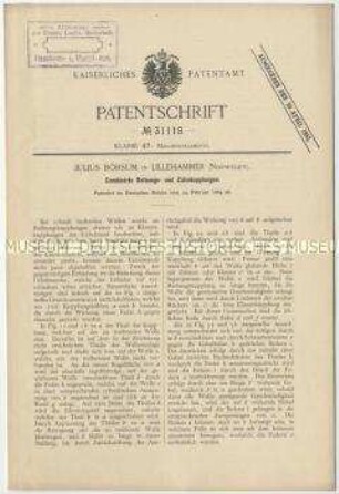 Patentschrift einer kombinierten Reibungs- und Zahnkupplung, Patent-Nr. 31118
