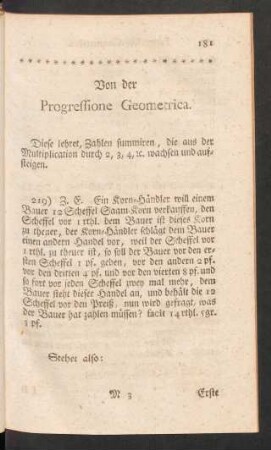 Von der Progressione Geometrica