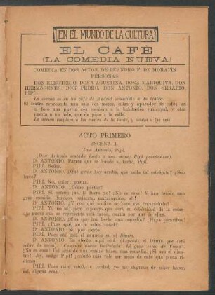 1928001700: El café : [la comedia nueva] ; comedia [en dos actos]