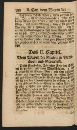 Das II. Capitel. Vom Wapen der Grafen zu Bronchorst und Gronsfeld