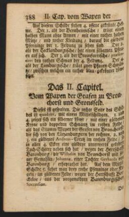 Das II. Capitel. Vom Wapen der Grafen zu Bronchorst und Gronsfeld