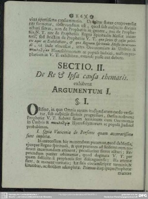 Sectio II. De Re & Ipsa Causa Thematis