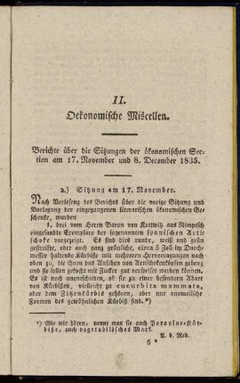 Berichte über die Sitzungen der ökonomischen Section am 17. November und 8. December 1835