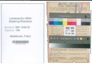 Entnazifizierung Franz Nettekoven , geb. 16.07.1903 (Schlosser)