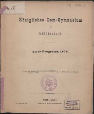 Die Handschriften der Gymnasial-Bibliothek. Teil 1
