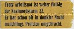 Handzettel der KPD gegen den Terror der SA