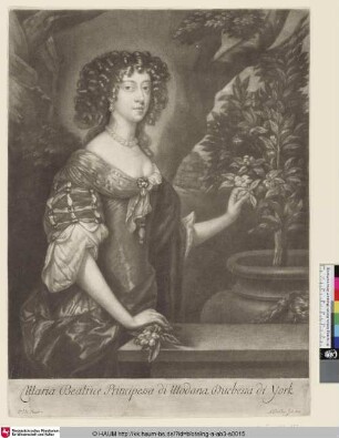 [Porträt der Maria Beatrix, Prinzessin von Modena, Königin von England]