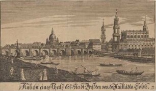 Stadtansicht von Dresden, Blick von der Neustädter Seite auf die Altstadt nach Südosten