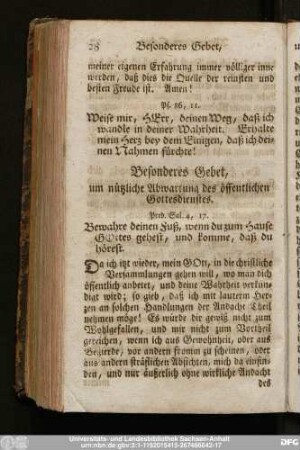 Besonderes Gebet, um nützliche Abwartung des öffentlichen Gottesdienstes.