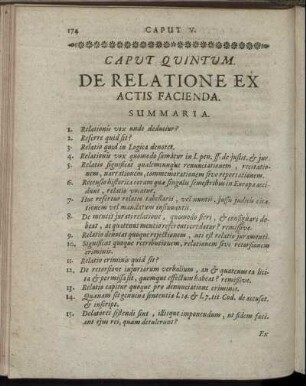 Caput Quintum. De Relatione Ex Actis Facienda.