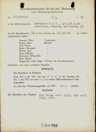 Roh, Beatrice