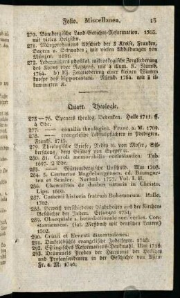 13-32, Quart. Theologie. - Quart. Literatur, Kunst und Kupfer-Werke.