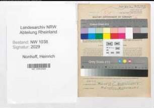 Entnazifizierung Heinrich Nonhoff , geb. 03.10.1911 (Kaufmann)