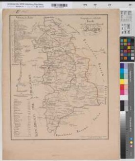 Aachen (Reg.Bez.) Übersichtsplan mit Zahl der Einwohner der größeren Städte um 1820 o.M. 53 x 40,5 Lithographie Baumhauer und Jansen, Aachen Regierung Arnsberg
