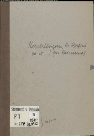 Zivilstandsregister der evangelischen Gemeinde Kirchlengern, Kreis Herford (GHT 1811-1812). (Gemeinde: Evangelische Gemeinde Kirchlengern)