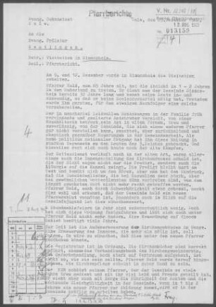 Simmozheim: Visitationsbericht mit Pfarrbericht 1962