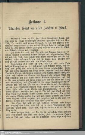 Beilage I. Tägliches Gebet des alten Joachim v. Beust