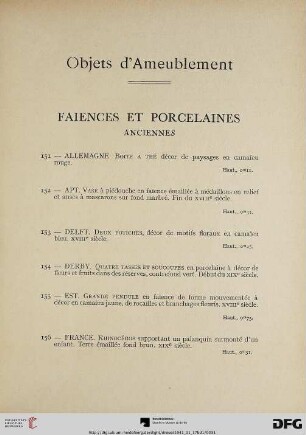 Objets d’ameublement (Nr. 151-298)