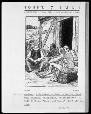 Feierabend, Kalenderblatt 7. Juli 1918 aus "Kunst und Leben"